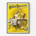Póster vintage High Rollers Burlesque Co. amarillo y negro