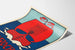 Póster vintage Die Woche con barco rojo sobre fondo azul