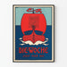 Póster vintage Die Woche con barco rojo sobre fondo azul