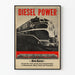 Póster vintage de tren diésel de potencia New Haven
