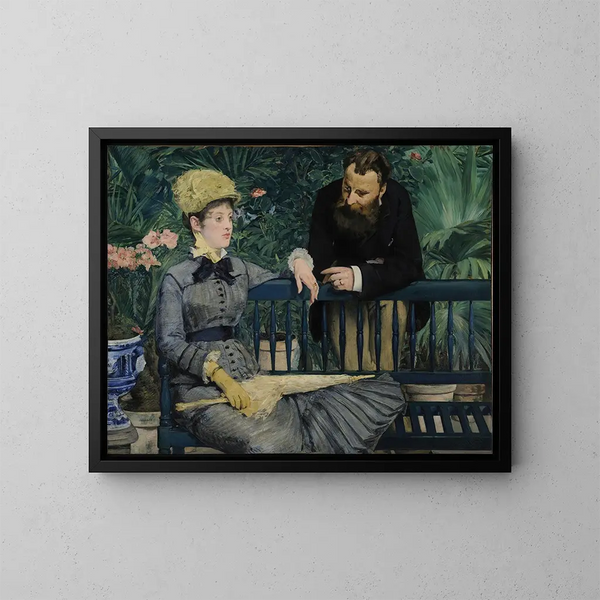 En el conservatorio - Édouard Manet — cuadro enmarcado en la pared