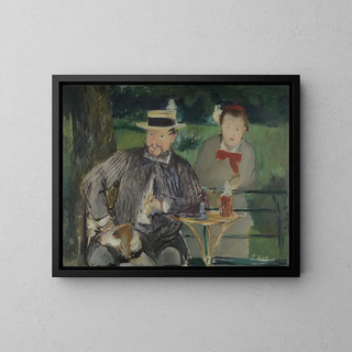 Portrait of Dernest Hosched and his daughter Marthe - Édouard Manet — framed artwork on a wall