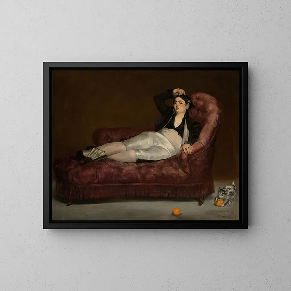 Joven mujer acostada con traje español - Édouard Manet — cuadro enmarcado en la pared