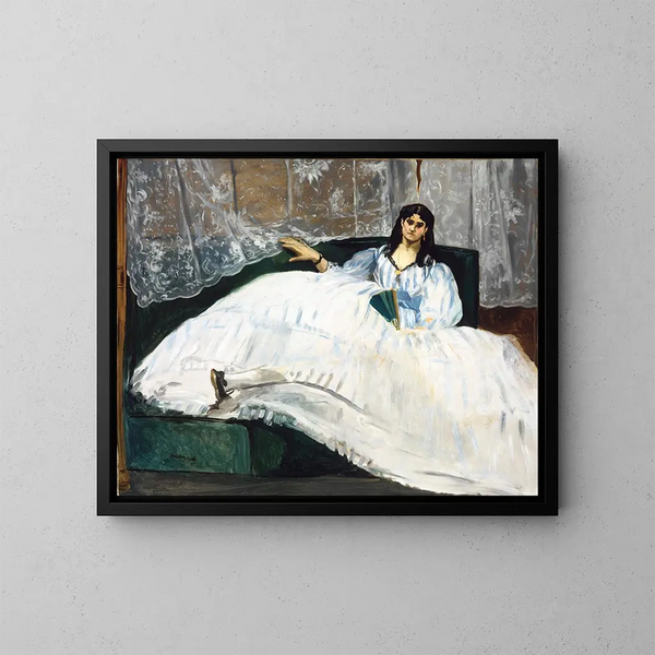 Mujer con un abanico - Édouard Manet — cuadro enmarcado en la pared