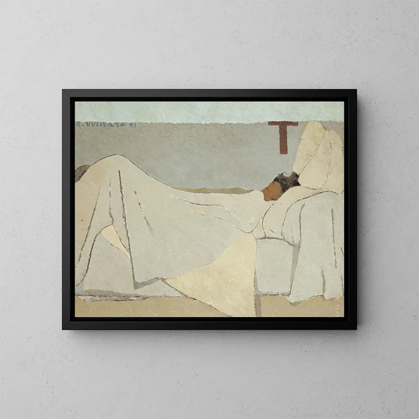 En la cama - Édouard Vuillard — cuadro enmarcado en la pared