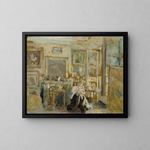 Mujer sentada en un interior luminoso - Édouard Vuillard — cuadro enmarcado en la pared
