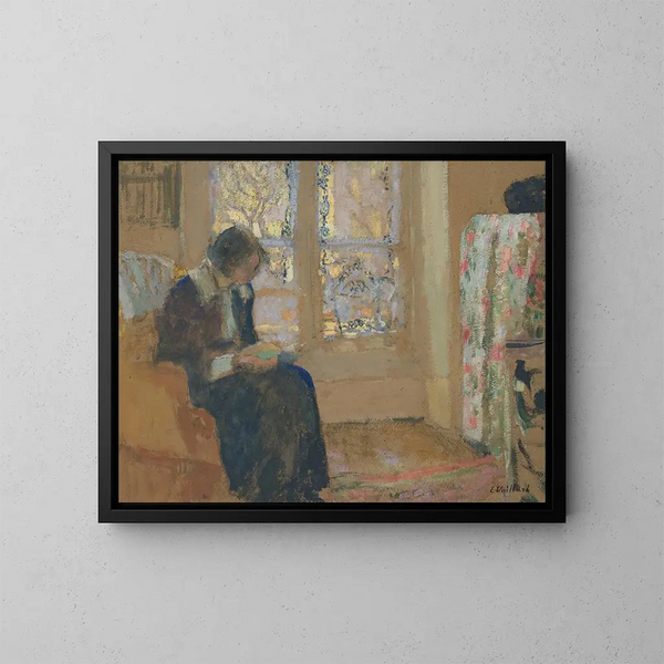 Joven mujer leyendo - Édouard Vuillard — cuadro enmarcado en la pared