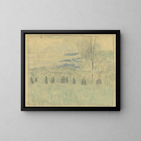 Paisaje con paseantes - Édouard Vuillard — cuadro enmarcado en la pared