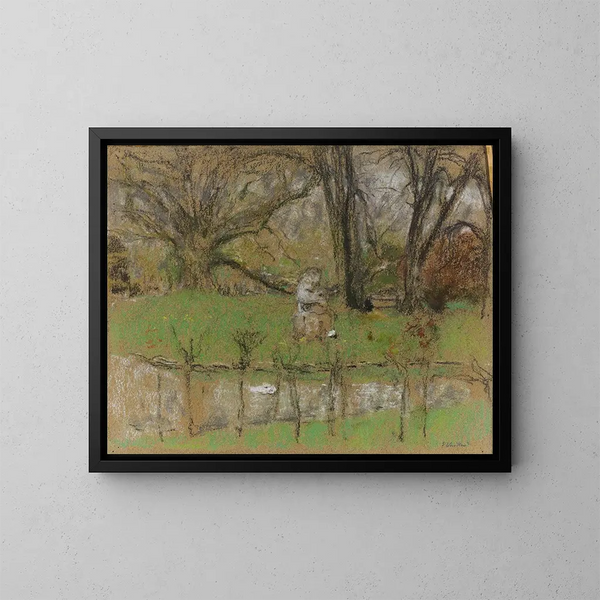 El estanque frente al castillo - Édouard Vuillard — cuadro enmarcado en la pared