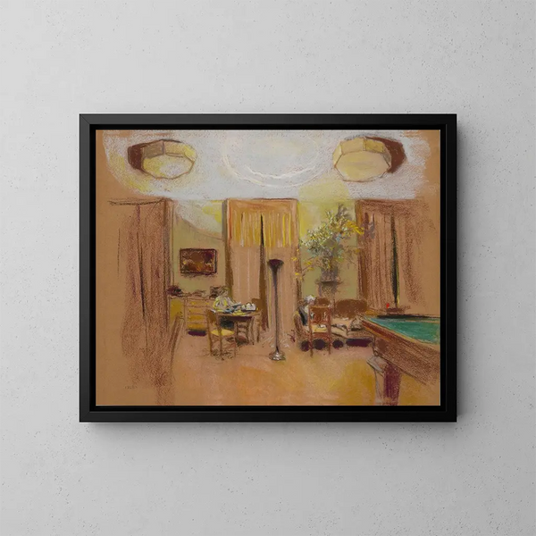 Lucy Hessel and Lulu in the grand salon at Les Clayes - Édouard Vuillard — framed artwork on a wall