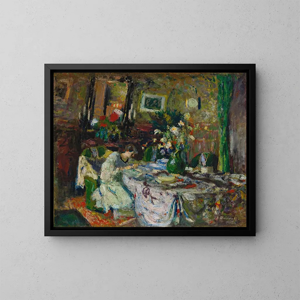 Marcelle Aron en el comedor del Château Rouge - Édouard Vuillard — cuadro enmarcado en la pared