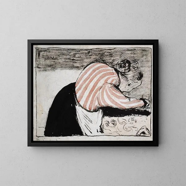 Vieja mujer poniendo la mesa - Édouard Vuillard — cuadro enmarcado en la pared