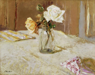 Rosas en un jarrón de cristal - Édouard Vuillard — vista de la obra