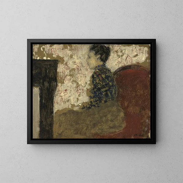 Mujer sentada en la esquina de la chimenea - Édouard Vuillard — cuadro enmarcado en la pared
