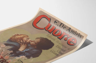 Vintage poster Cuore E. De Amicis - Romantic illustration