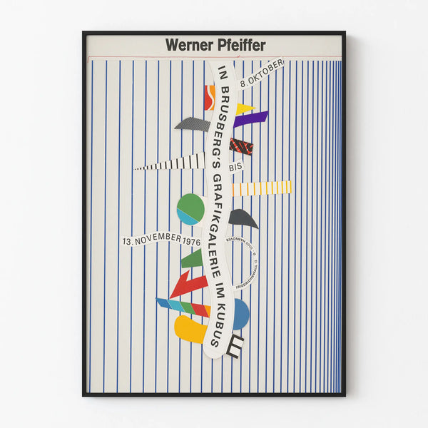Póster de exposición gráfica vintage Werner Pfeiffer 1976