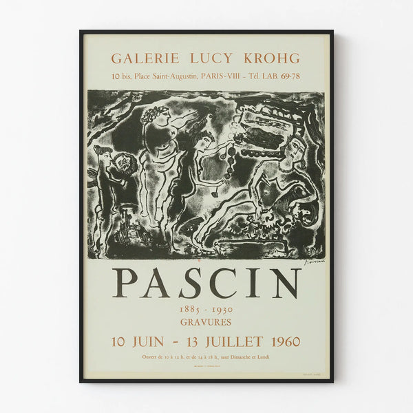 Póster de exposición Pascin Grabados en la Galería Lucy Krohg 1960