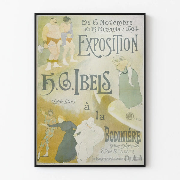 Póster antiguo de exposición H.G. Ibels 1894 decoración mural vintage