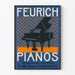 Póster vintage de pianos Feurich con motivo de piano de cola