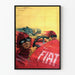 Póster vintage de carrera de automóvil Fiat rojo