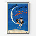 Póster vintage For Heaven's Sake sobre fondo de luna azul
