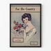 Póster vintage Para su país con retrato femenino y rosas