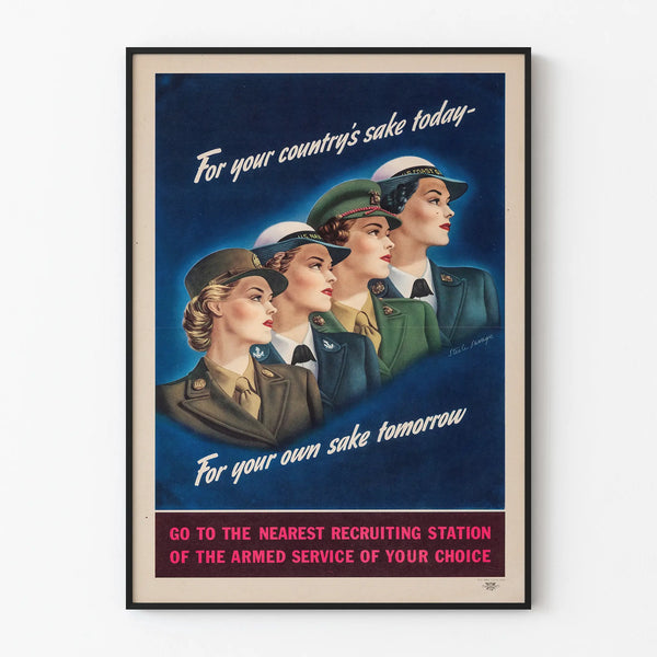 Póster vintage de reclutamiento militar femenino para decoración de pared