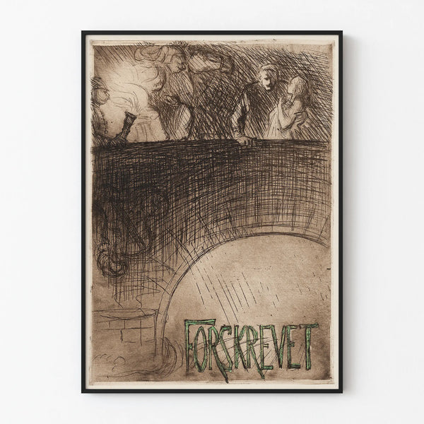Póster artístico 'Forskrevet' en estilo grabado antiguo