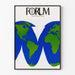 Póster vintage de enseñanza de inglés Forum, mapa del mundo 1980
