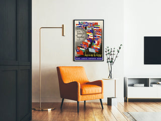 Vintage Poster of the Post Office Savings Bank with World Flags