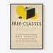 Vintage poster for free art classes for adults