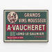 Póster vintage de grandes vinos espumosos A. Vaucheret Lons-le-Saunier — cuadro enmarcado en la pared
