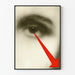 Artistic poster of an eye and a decorative red arrow