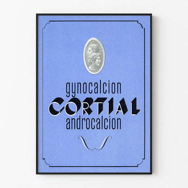 Póster vintage Cortial Gynocalcion Androcalcion Azul