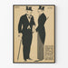 Póster vintage en negro y beige con dos hombres elegantes con sombrero de copa