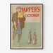 Póster vintage de Harper's octubre con ilustración de conejos y lector