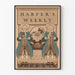 Póster vintage de Harper's Weekly de Navidad con personajes y Papá Noel
