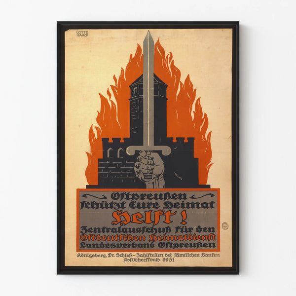 Vintage poster East Prussia protect your homeland - Historical wall decoration