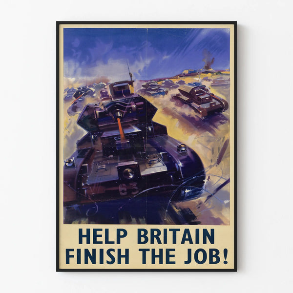 Póster vintage de decoración mural de guerra - Ayuda a Gran Bretaña a terminar la tarea