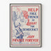 Vintage poster supporting France for democracy