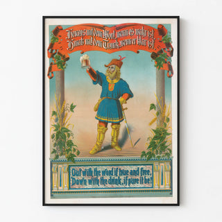 Póster vintage de hombre medieval sosteniendo una jarra de cerveza