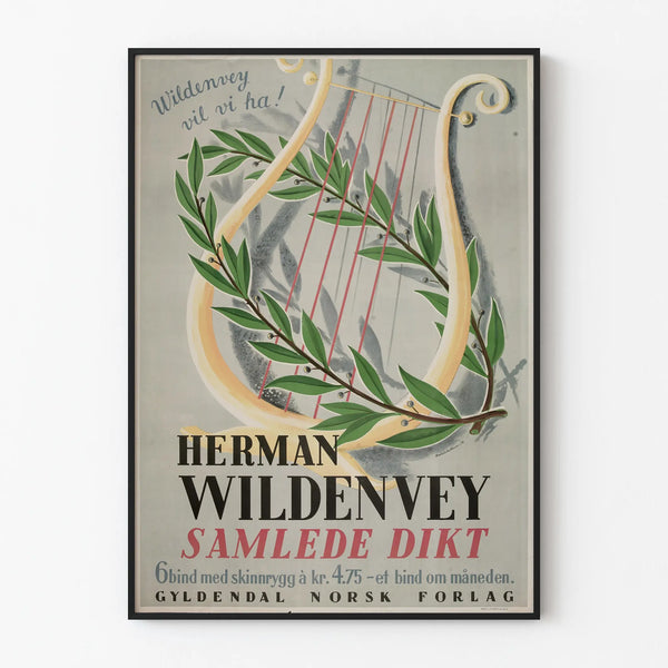 Herman Wildenvey Lyre and Laurel Wall Decoration Poster