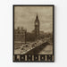 Póster vintage de las Casas del Parlamento y el Big Ben en Londres