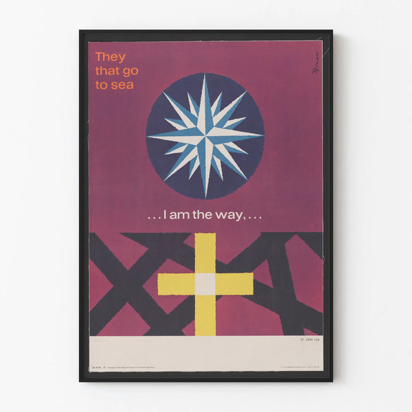 Vintage Marine Cross and Compass Wall Decoration Poster