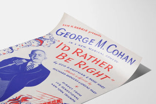 Vintage Poster 'I'd Rather Be Right' Musical Theater George M. Cohan