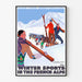 Winter sports in the Alps | Art print of old Poster in English — framed artwork on a wall