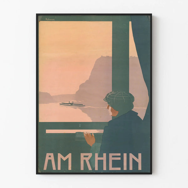 Póster vintage de decoración mural Am Rhein 1897
