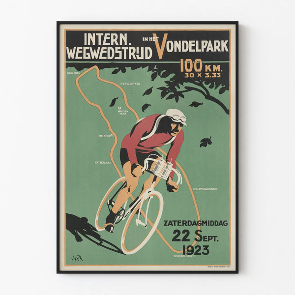Póster vintage de la carrera ciclista internacional Vondelpark 1923