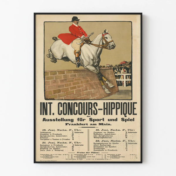 Póster de concurso hípico internacional - Decoración mural ecuestre vintage