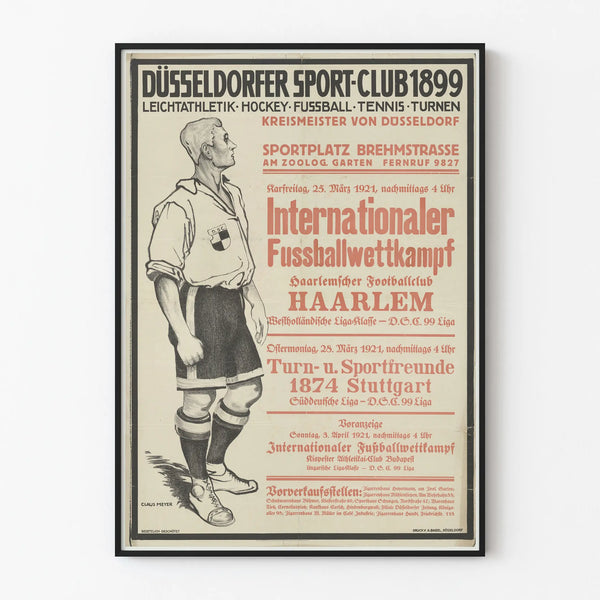 Póster vintage de competición internacional de fútbol Sportplatz Ruhrort